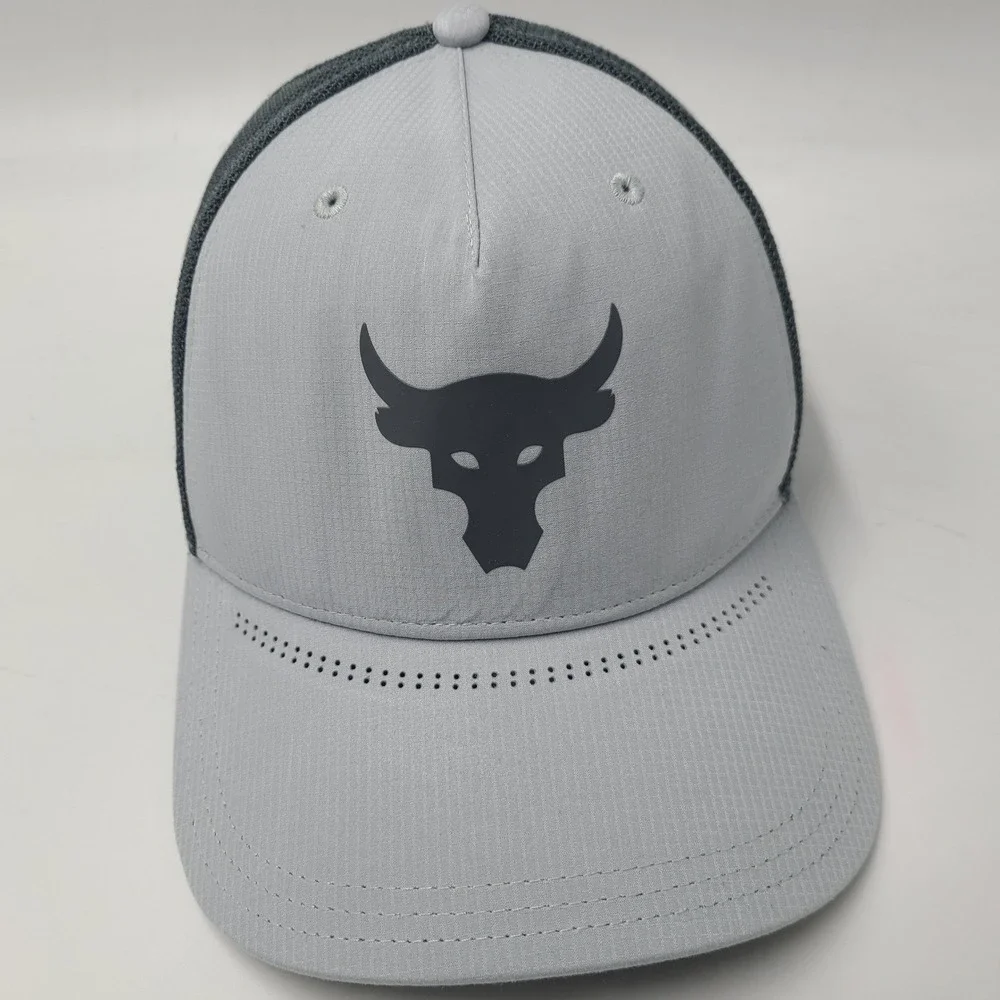Under Armour Hat Snapback Trucker Mesh Gray Project‎ Rock Brahma Bull Logo Men
